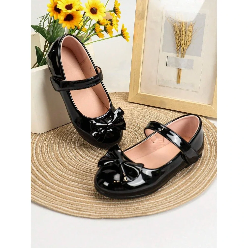 Girls‎ Kids School Bowknot Flats Black Shoes US 12.5 Comfort Lightweight Uniform